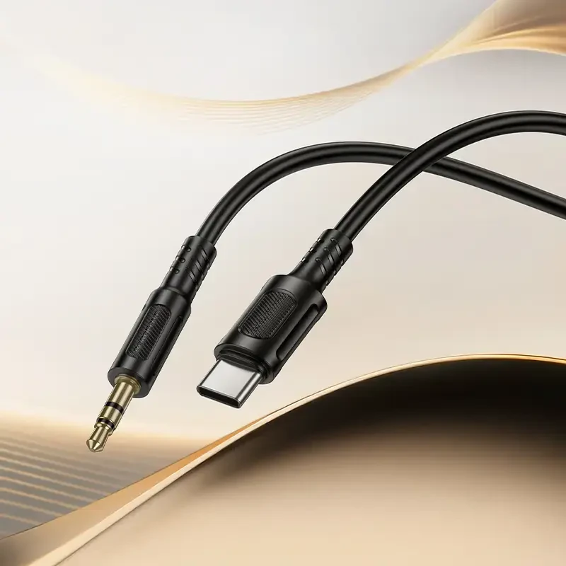 Borofone Cable AUX BL25B Nice – Type C to jack 3,5mm – 1 metre juodos spalvos