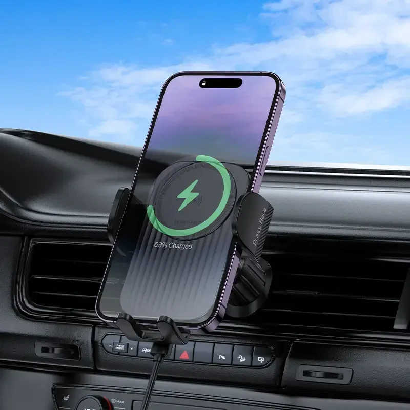 Borofone automobilinis laikiklis BH221 Path with induction charging to air vent juodos spalvos