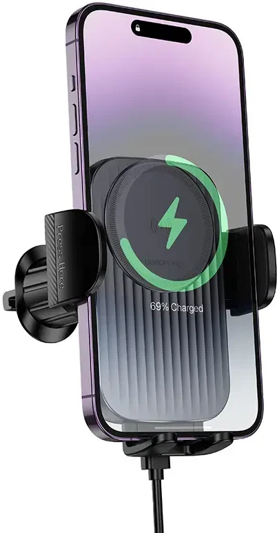 Borofone automobilinis laikiklis BH221 Path with induction charging to air vent juodos spalvos