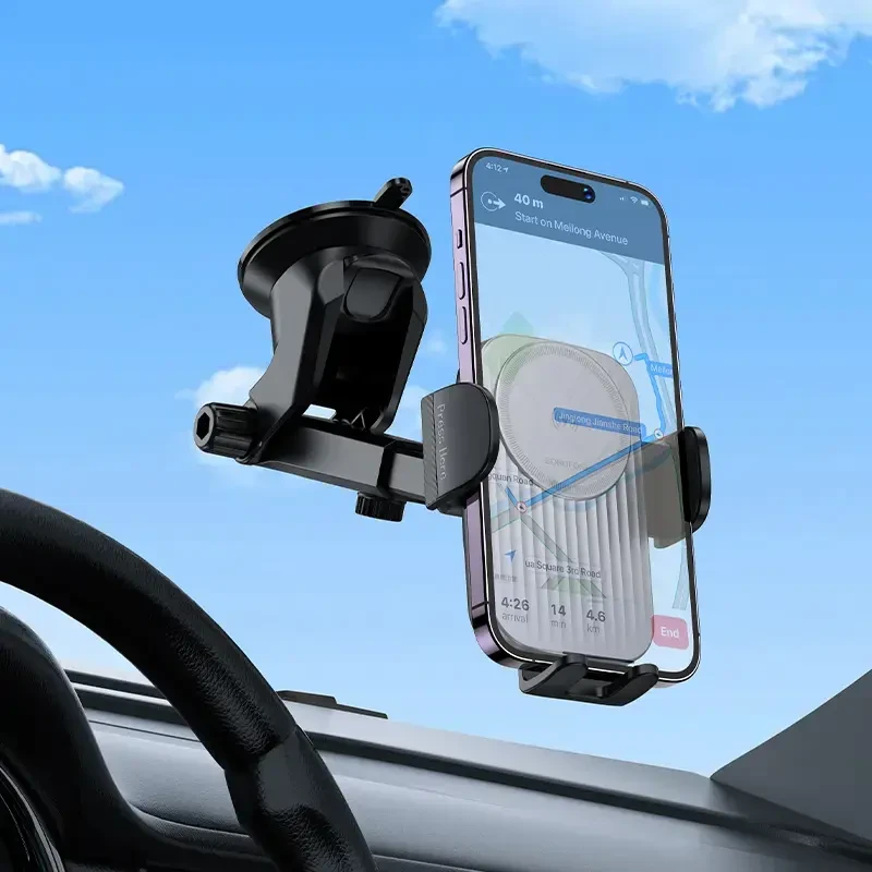 Borofone automobilinis laikiklis BH222 Leading with induction charging to windshield juodos spalvos