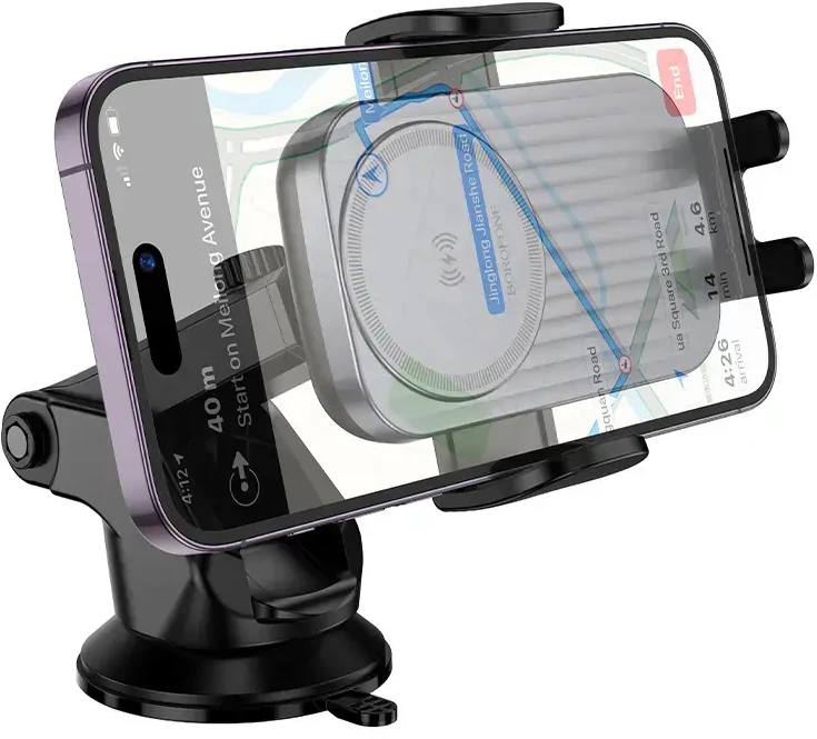 Borofone automobilinis laikiklis BH222 Leading with induction charging to windshield juodos spalvos