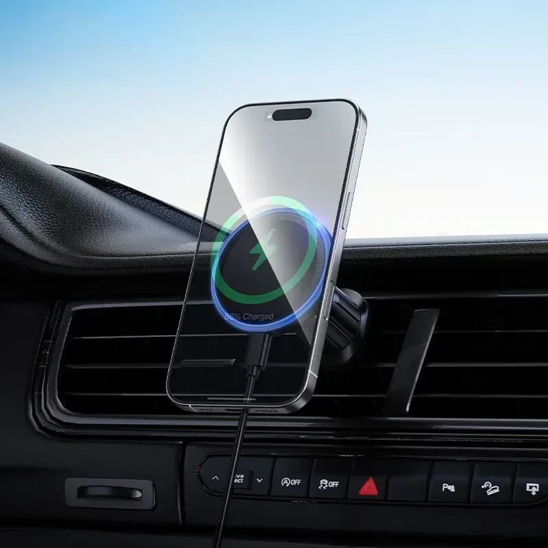 „Borofone BH224 Flash“ automobilinis laikiklis, magnetinis su indukciniu įkrovimu, skirtas ventiliacijos angai, juodas