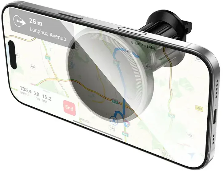„Borofone BH224 Flash“ automobilinis laikiklis, magnetinis su indukciniu įkrovimu, skirtas ventiliacijos angai, juodas