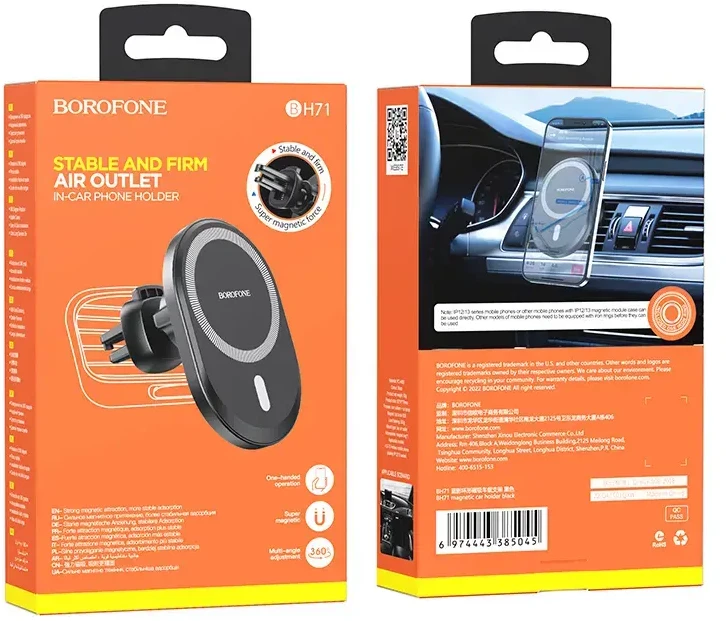 Borofone Car holder BH71 magnetic to air vent juodas