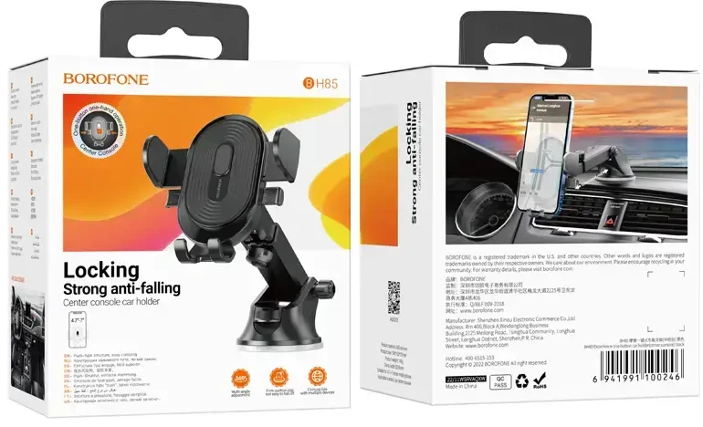 Borofone automobilinis laikiklis BH85 Experience with suction cup juodos spalvos