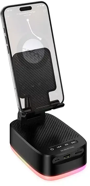Borofone Nešiojama kolonėlė Bluetooth BR200 Marea 3 in 1 with holder and 1500mAh power bank juodas