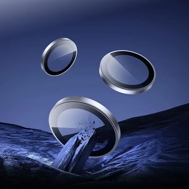 Borofone Grūdinto stiklo BF14 3D metalinio rėmelio fotoaparato objektyvo apsauga skirtas iPhone 18 Pro/18 Pro Max, sidabrinis