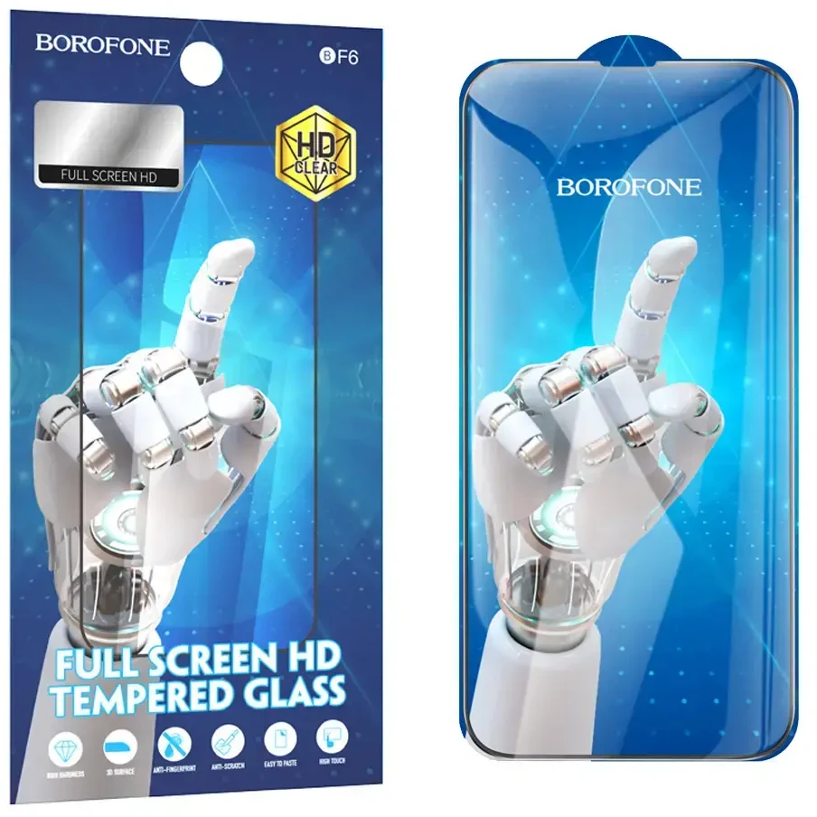 Borofone Apsauginis stiklas BF6 Diamond Armor Full Screen HD skirtas iPhone 14/13/13 Pro – 10 vnt