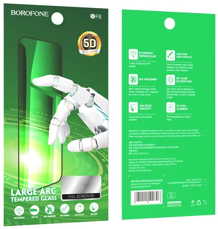 Borofone Apsauginis stiklas BF8 Diamond Armor Full Screen 5D Large Arc, skirtas iPhone X/XS/11 Pro – 10 vnt.