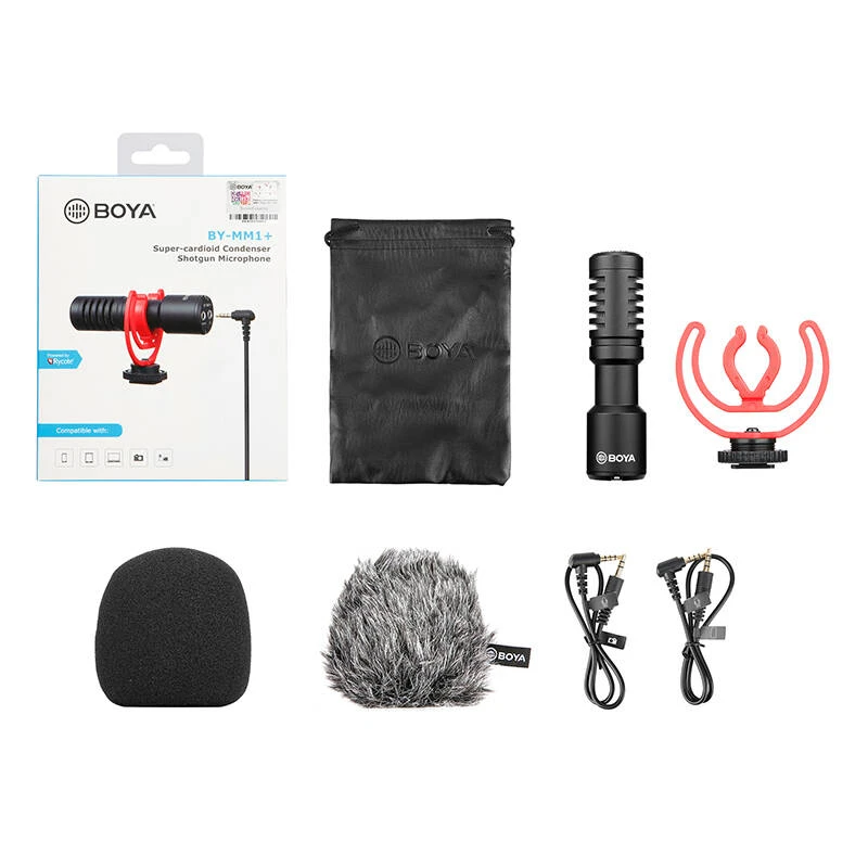 Boya universalus kompaktiškas mikrofonas BY-MM1+/ Super-cardioid Condenser Shotgun Microphone