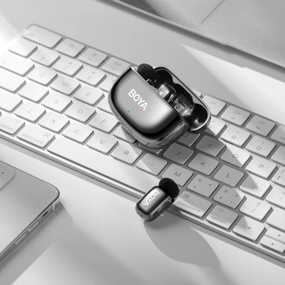 Mikrofony BOYA mini 2-02 belaidės 2.4GHz USB-C - juoda