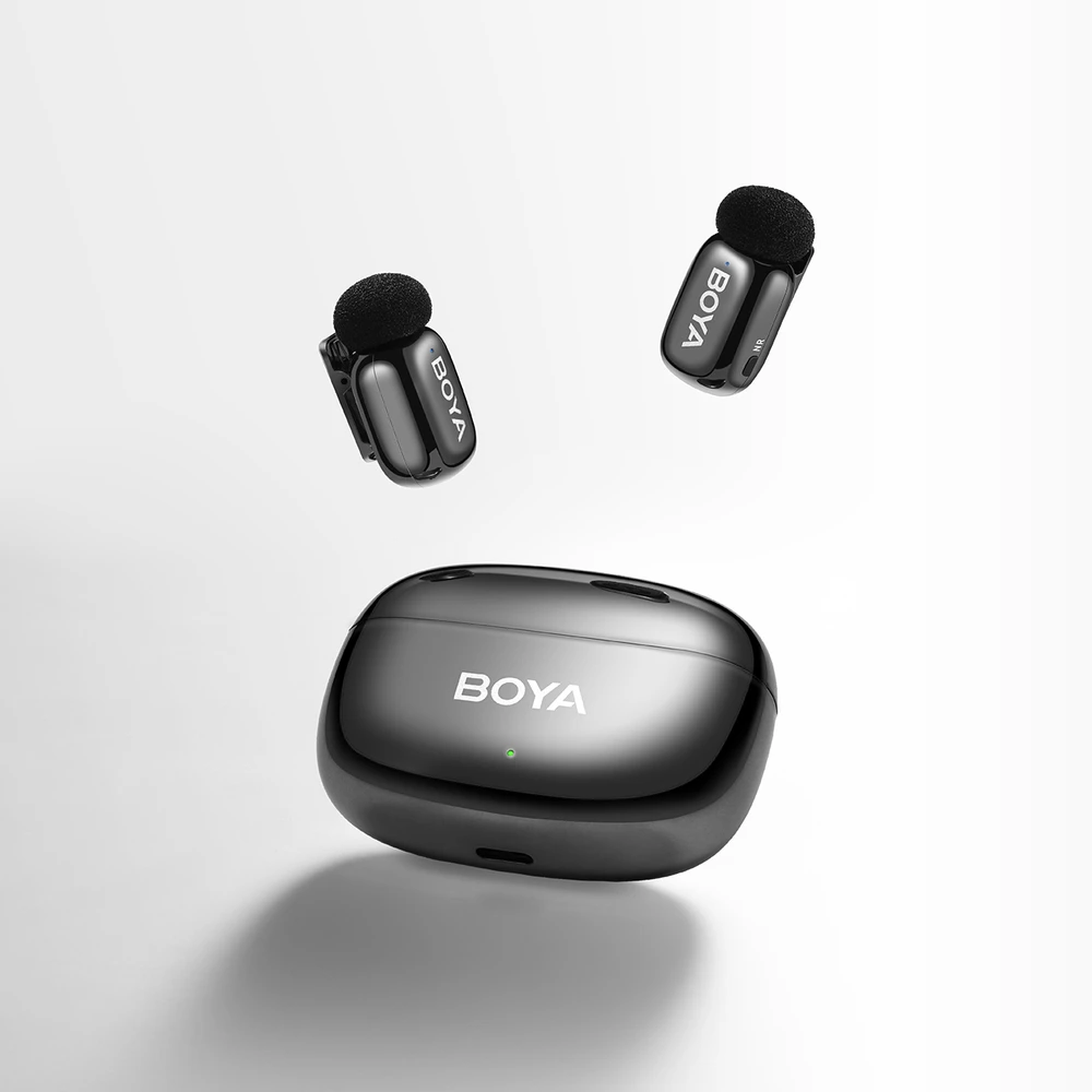 Mikrofony BOYA mini 2-02 belaidės 2.4GHz USB-C - juoda