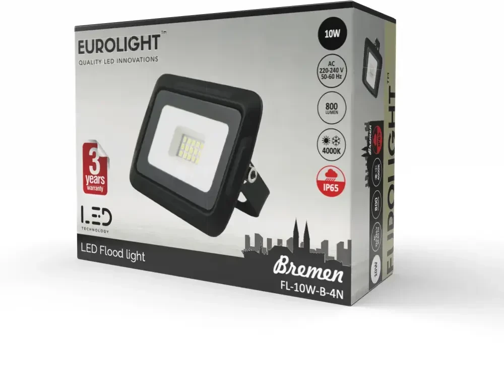 BREMEN LED prožektorius 10W, 4000K, IP65, 80lm/W Eurolight