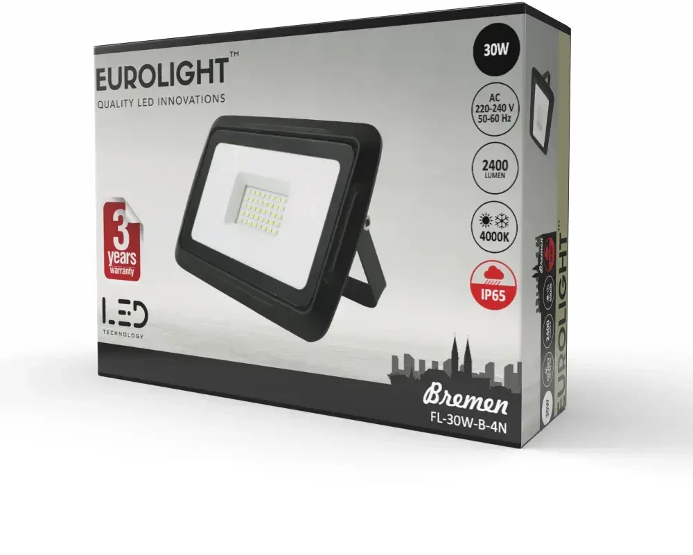 BREMEN LED prožektorius 30W, 4000K, IP65, 80lm/W Eurolight