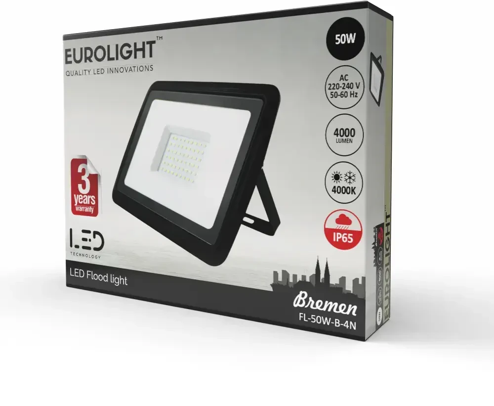 BREMEN LED prožektorius 50W, 4000K, IP65, 80lm/W Eurolight