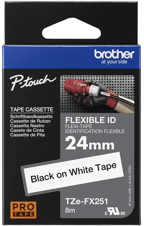 Brother Spalvota juosta TZE-FX251 / TZEFX251 juoda, balta