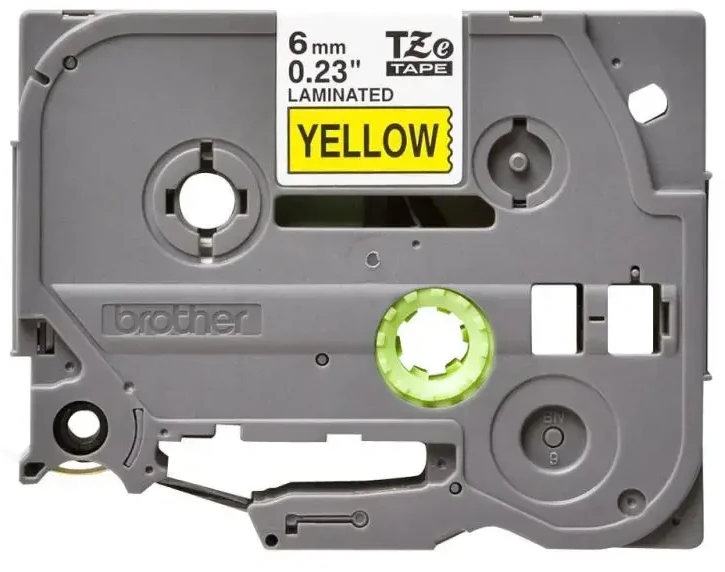 Brother | TZe-611 Laminated Tape | Juodas on Geltona | TZe | 8 m | 6 cm