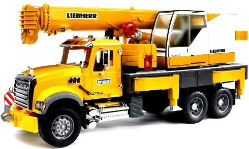 BRUDER didelis kranas su strėle MACK Granite Liebherr 02818