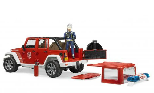 BRUDER 1:16 Jeep Wrangler gaisrinės automobilis su ugniagesiu, 02528