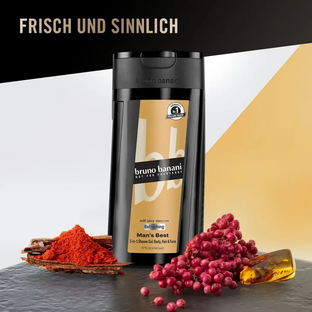 Bruno Banani Man´s Best With Spicy Cinnamon Dušo želė vyrams, 250 ml