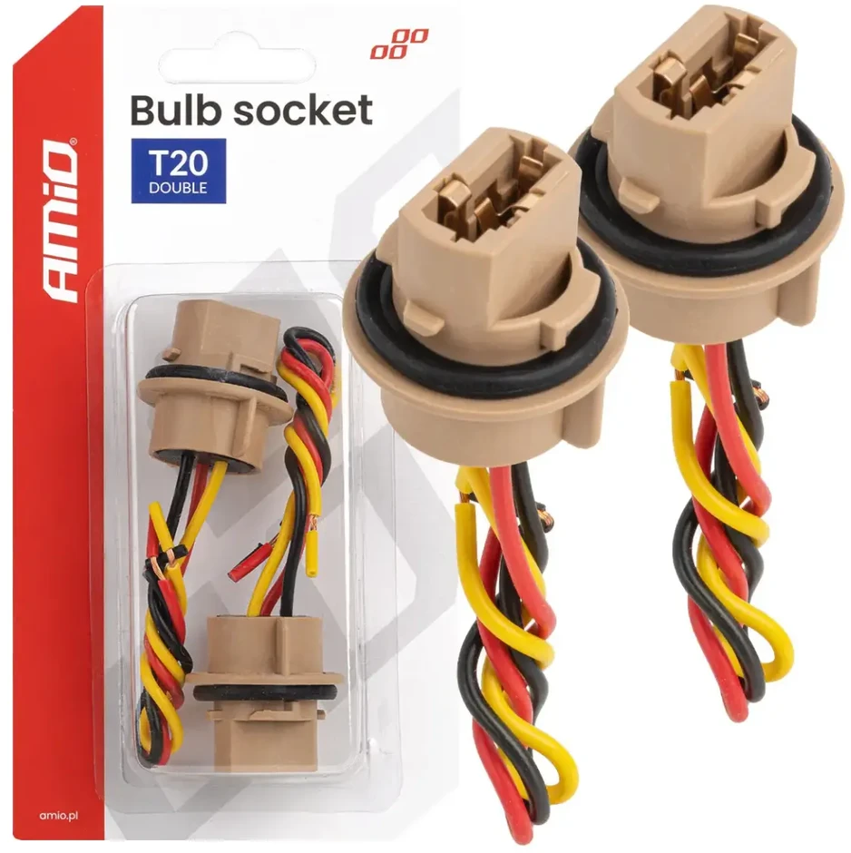 T20 LED lemputės lizdas 12V W21/5W, WY21/5W, W3x16q, 7443, 2 vnt. AMIO-04834