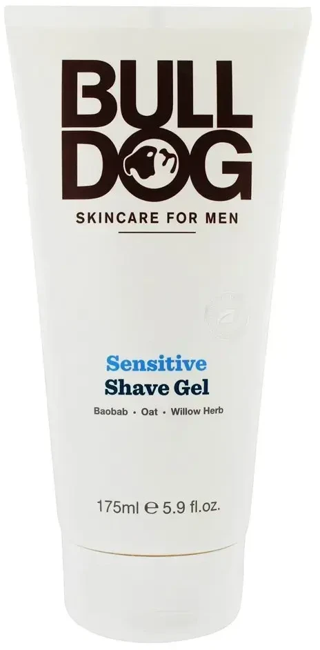 „Bulldog Sensitiv e“ skutimosi gelis (skutimosi gelis + gluosnio žolė), 175 ml