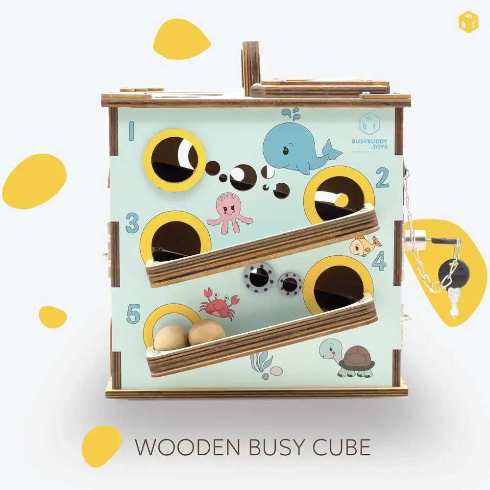 Bussybuddy BusyBuddyToys - wooden activity cube for kids (3+)