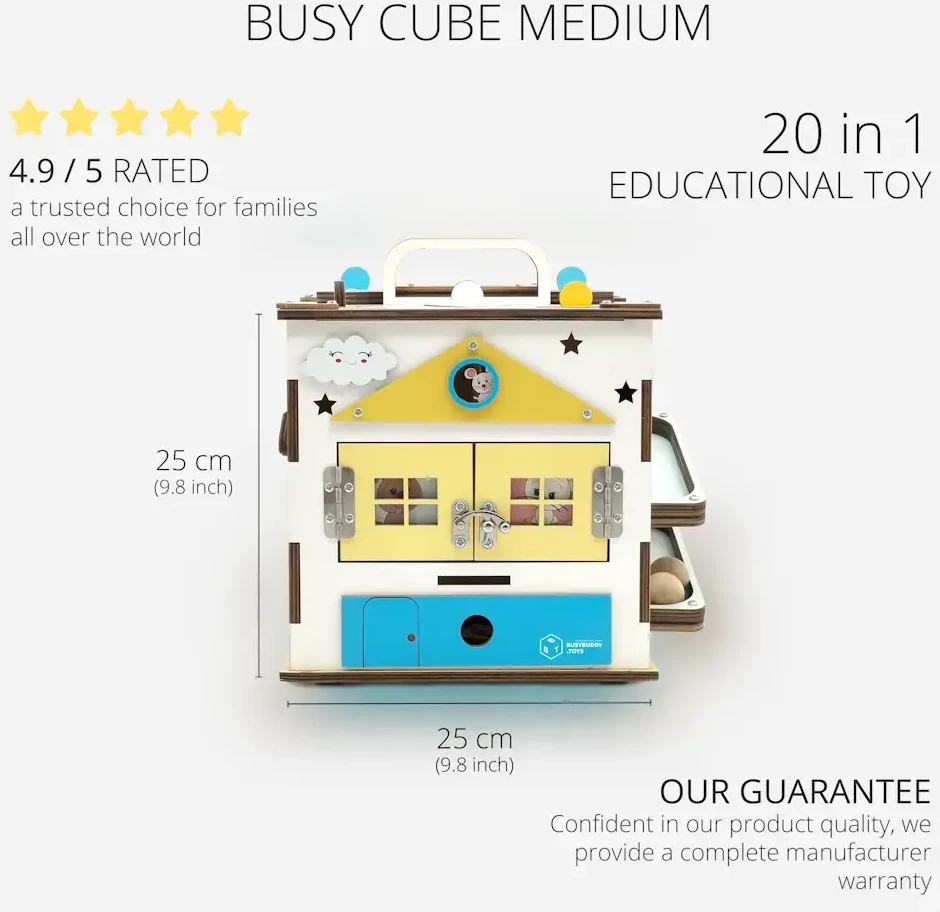 Bussybuddy BusyBuddyToys - wooden activity cube for kids (3+)