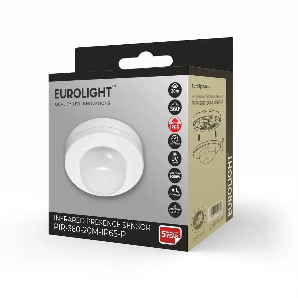 Eurolight Būvio daviklis, PIR, 20m 2000W 360° IP65