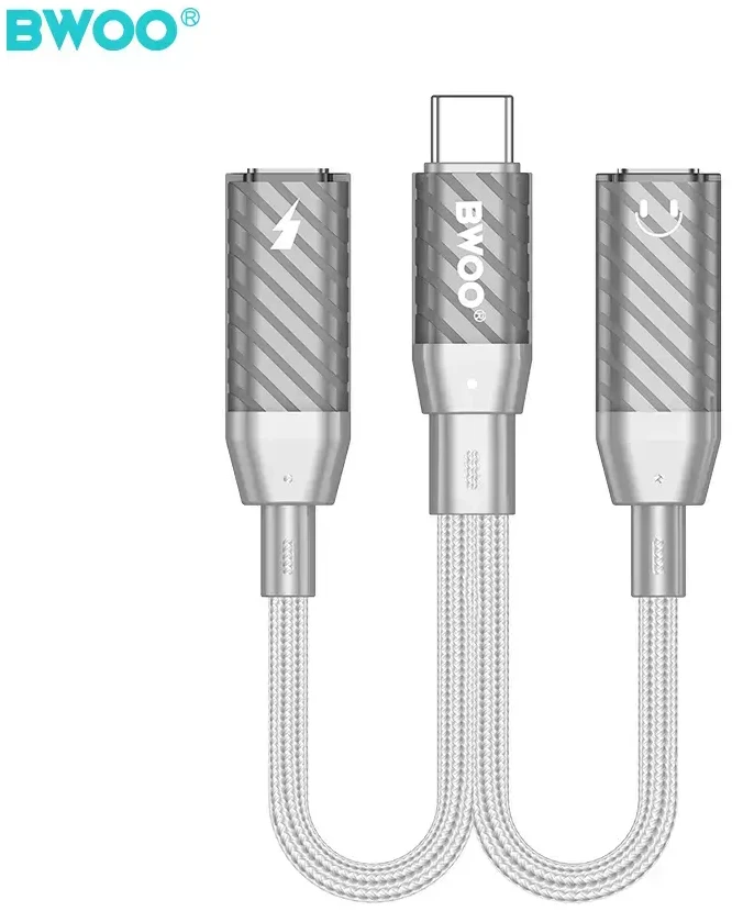Raycue BWOO BZ68 adapter 2w1 2x USB-C - jack 3.5mm pilka