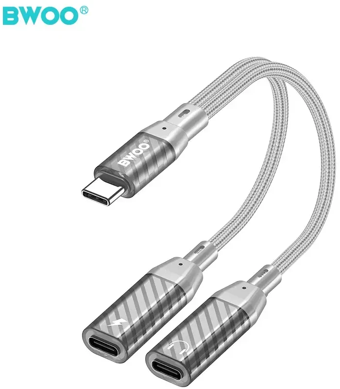 Raycue BWOO BZ68 adapter 2w1 2x USB-C - jack 3.5mm pilka