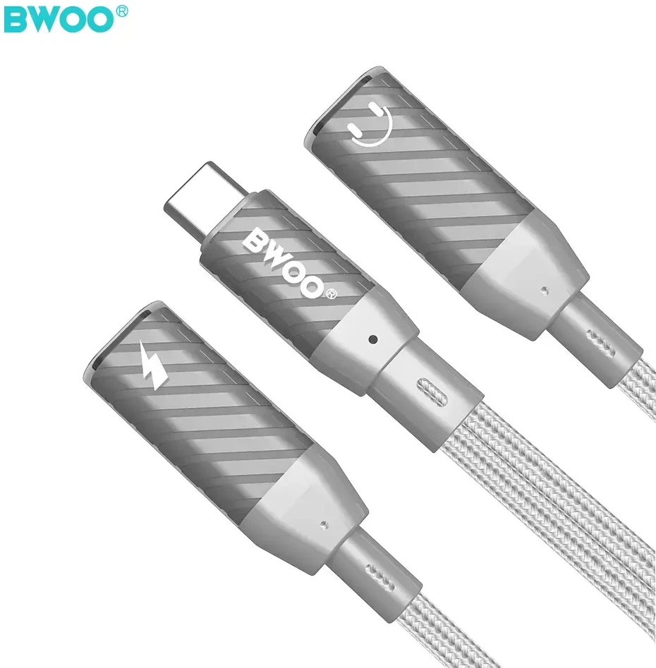 Raycue BWOO BZ68 adapter 2w1 2x USB-C - jack 3.5mm pilka