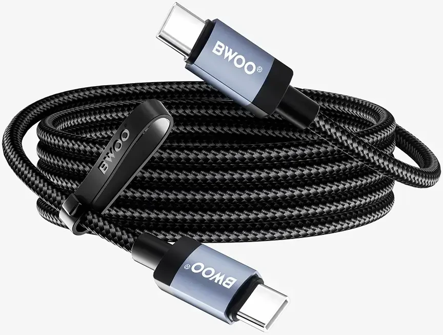 BWOO BO-X401CC braided cable USB-C - USB-C 1m PD 65W juodas