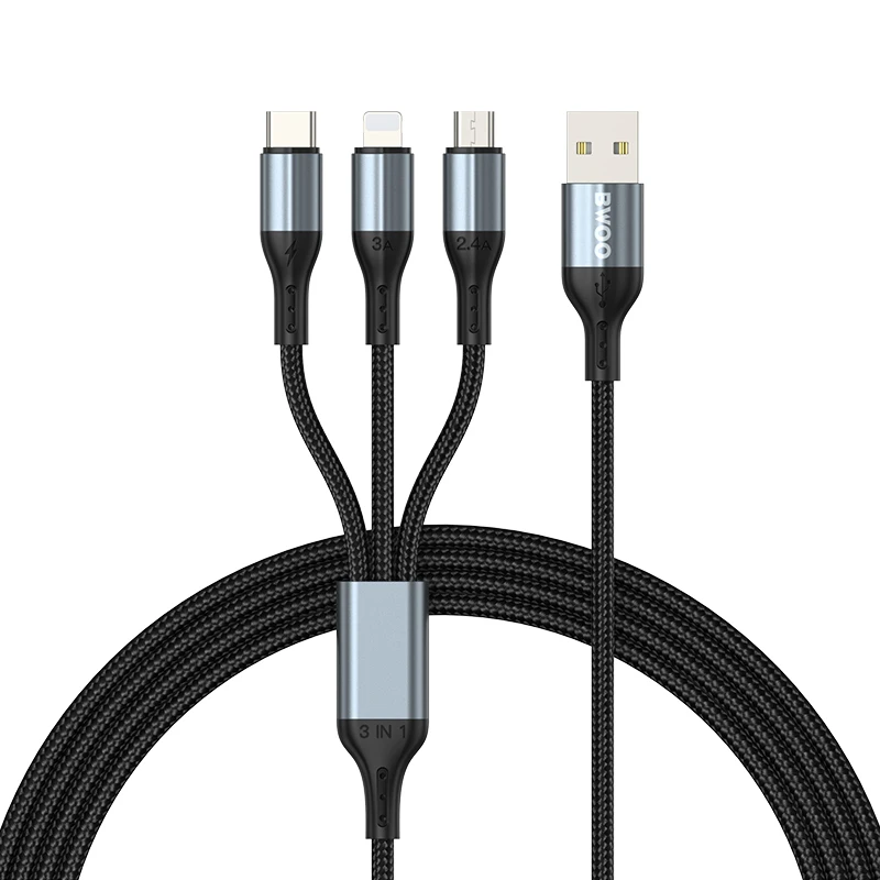 BWOO greitas 3 in 1 USB 3A įkrovimo kabelis X274