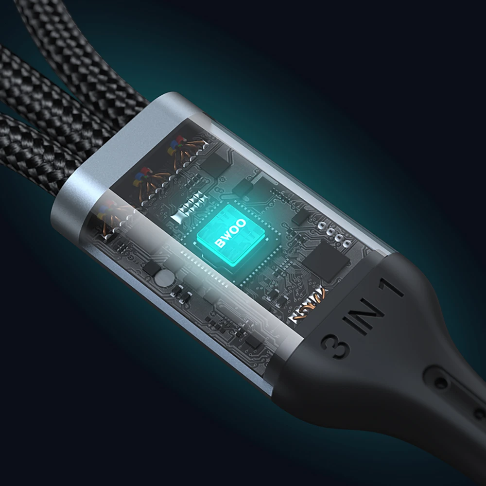 BWOO greitas 3 in 1 USB 3A įkrovimo kabelis X274