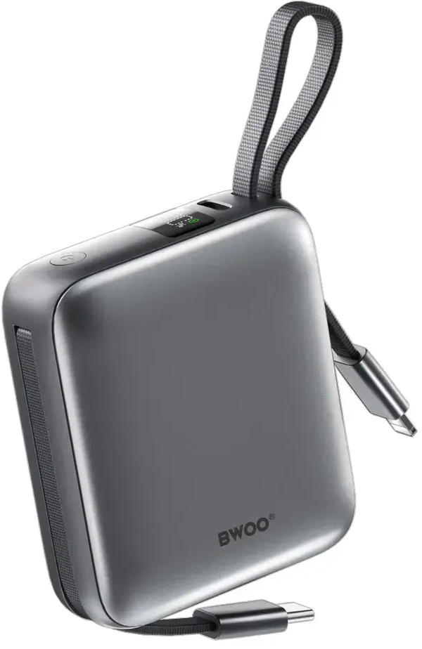BWOO P74 Power Bank | 10,000 mAh | 22.5W | USB-C, Lightning | juodas