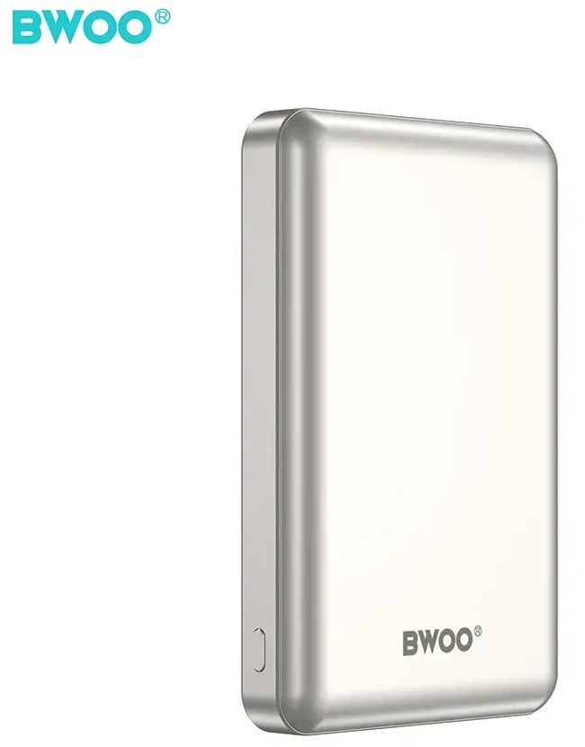 BWOO P82 BO 10000mAh 15W išorinė baterija su belaidžiu įkrovimu, šviesiai pilka