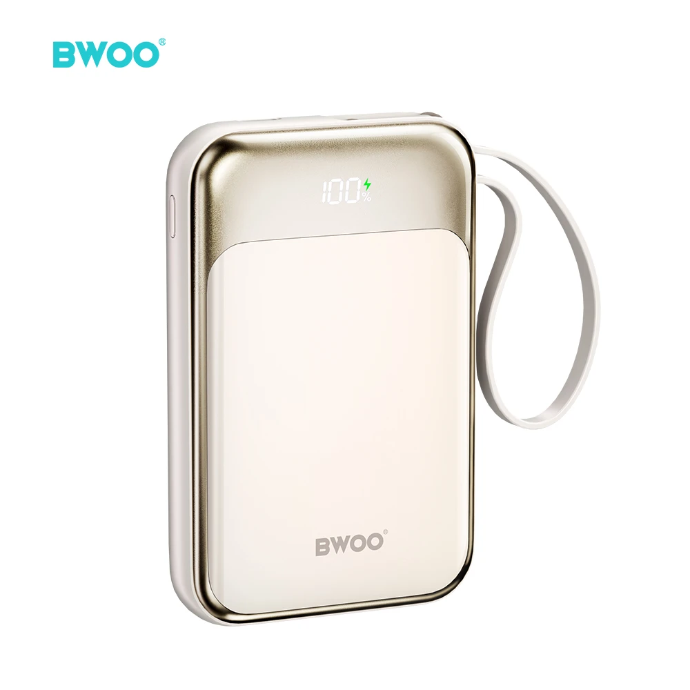 Išorinė baterija POWER BANK Bwoo (BO-P80) 10000mAh (1xUSB-C; 22.5W) su USB-C laidu auksinis