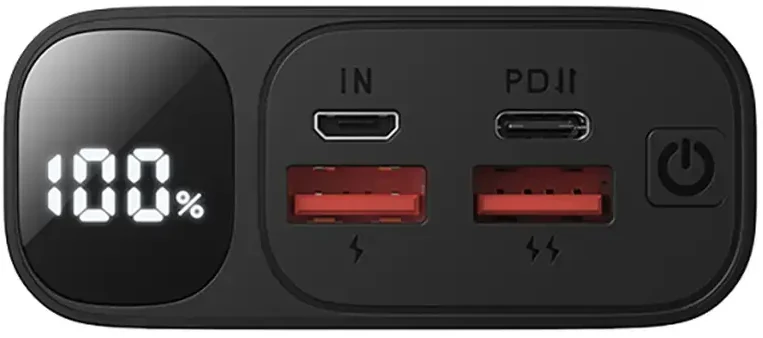 BWOO nešiojamas įkroviklis | 20 000 mAh | 22,5 W | USB-A, USB-C | LED ekranas | juodas