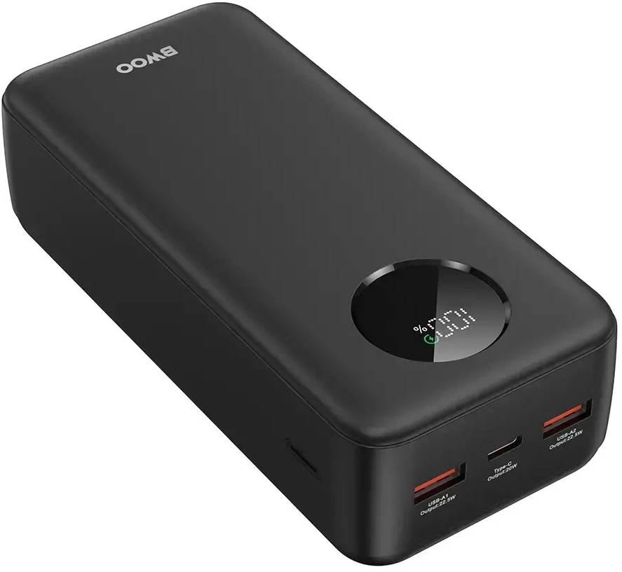 Išorinė baterija POWER BANK Bwoo (BO-P64) 30000mAh (2xUSB; 1xUSB-C; 22,5W) juoda