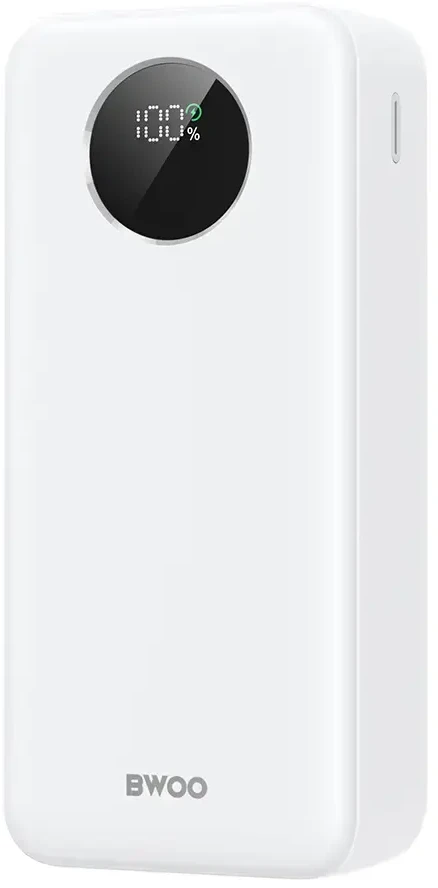 Išorinė baterija BWOO BWOO Išorinė baterija 22,5 W 30000 mAh su LCD ekranu balta