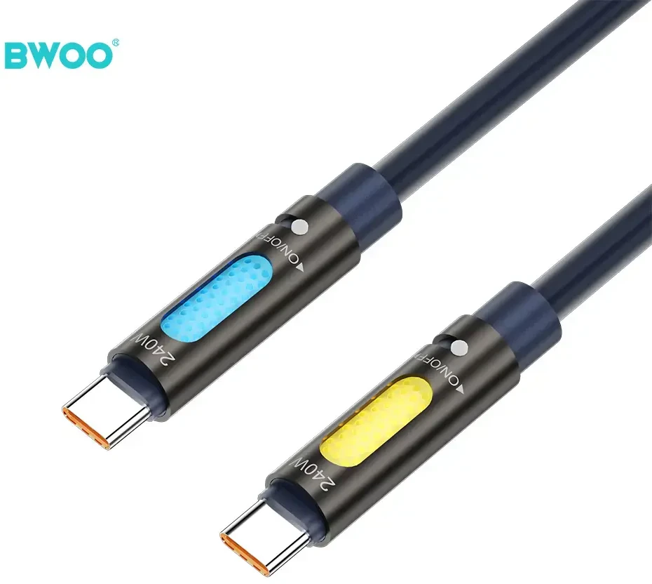 Kabelis USB BWOO X325C-C zapachowy kabelis USB-C - USB-C 240W juoda