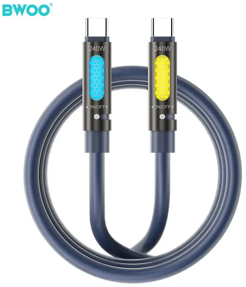 Kabelis USB BWOO X325C-C zapachowy kabelis USB-C - USB-C 240W juoda