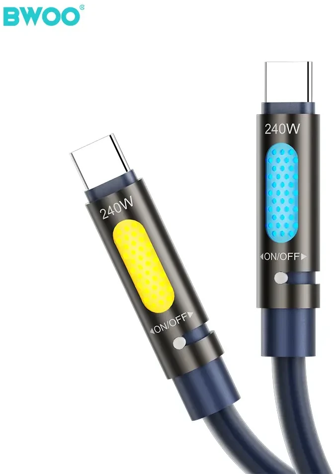 Kabelis USB BWOO X325C-C zapachowy kabelis USB-C - USB-C 240W juoda