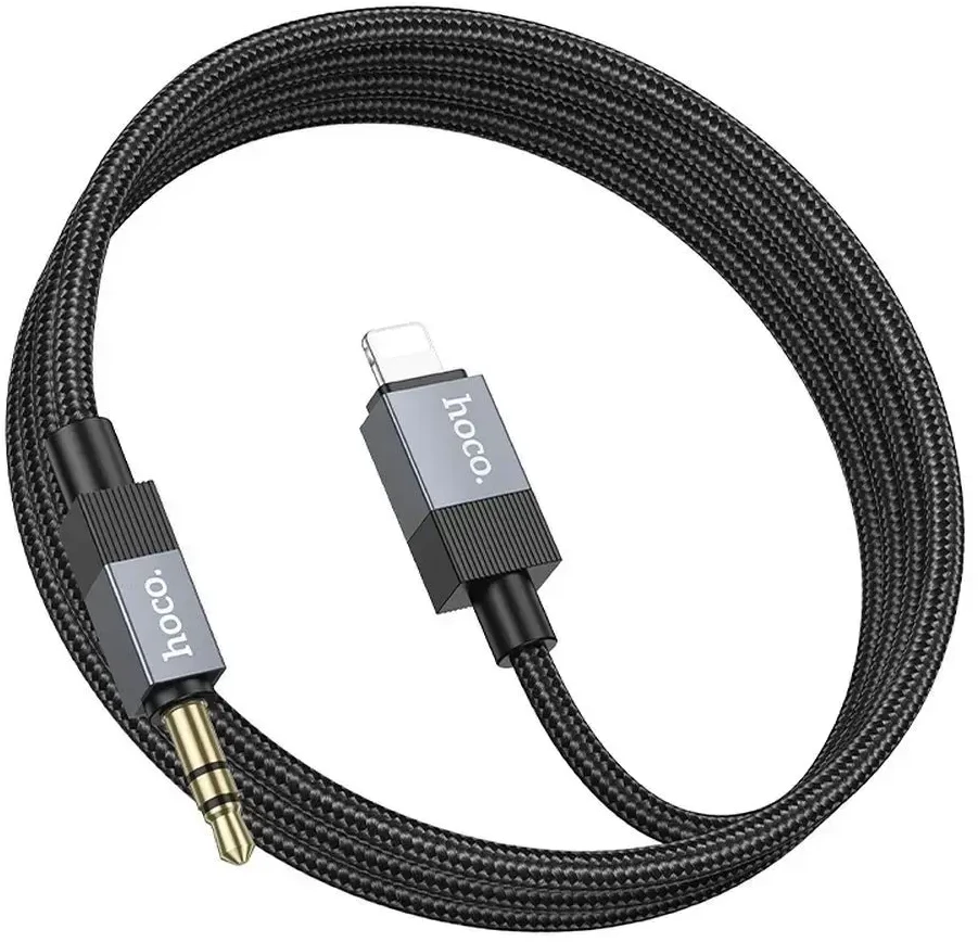 AUX kabelis Jack 3,5 mm (kištukas) - Lightning (kištukas) Hoco 1 m UPA32A juodas