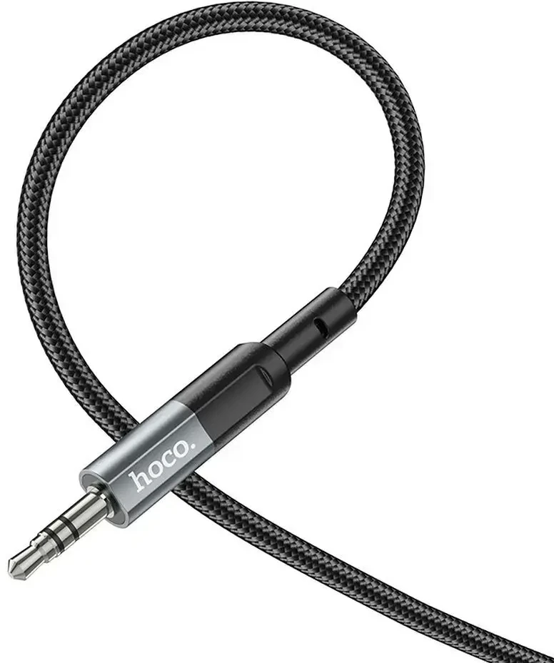 Kabelis AUX lizdas 3,5 mm į lizdą 3,5 mm Hoco 1 m UPA23 metalinis pilkas