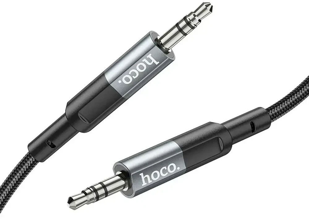 Kabelis AUX lizdas 3,5 mm į lizdą 3,5 mm Hoco 1 m UPA23 metalinis pilkas