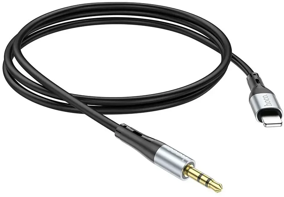 Kabelis AUX Jack 3,5 mm - Lightning Hoco 1 m UPA22 juodas