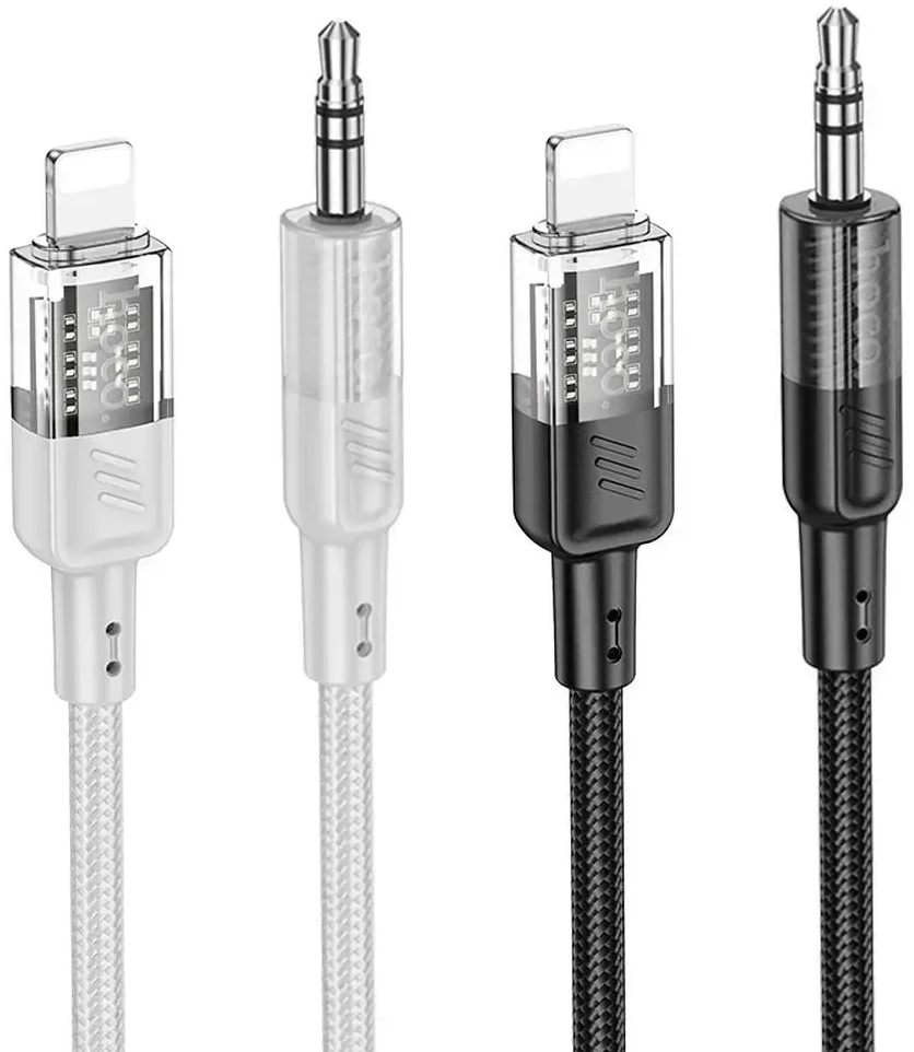 Kabelis AUX Jack 3,5 mm - Lightning Hoco 1,2 m UPA27 juodas