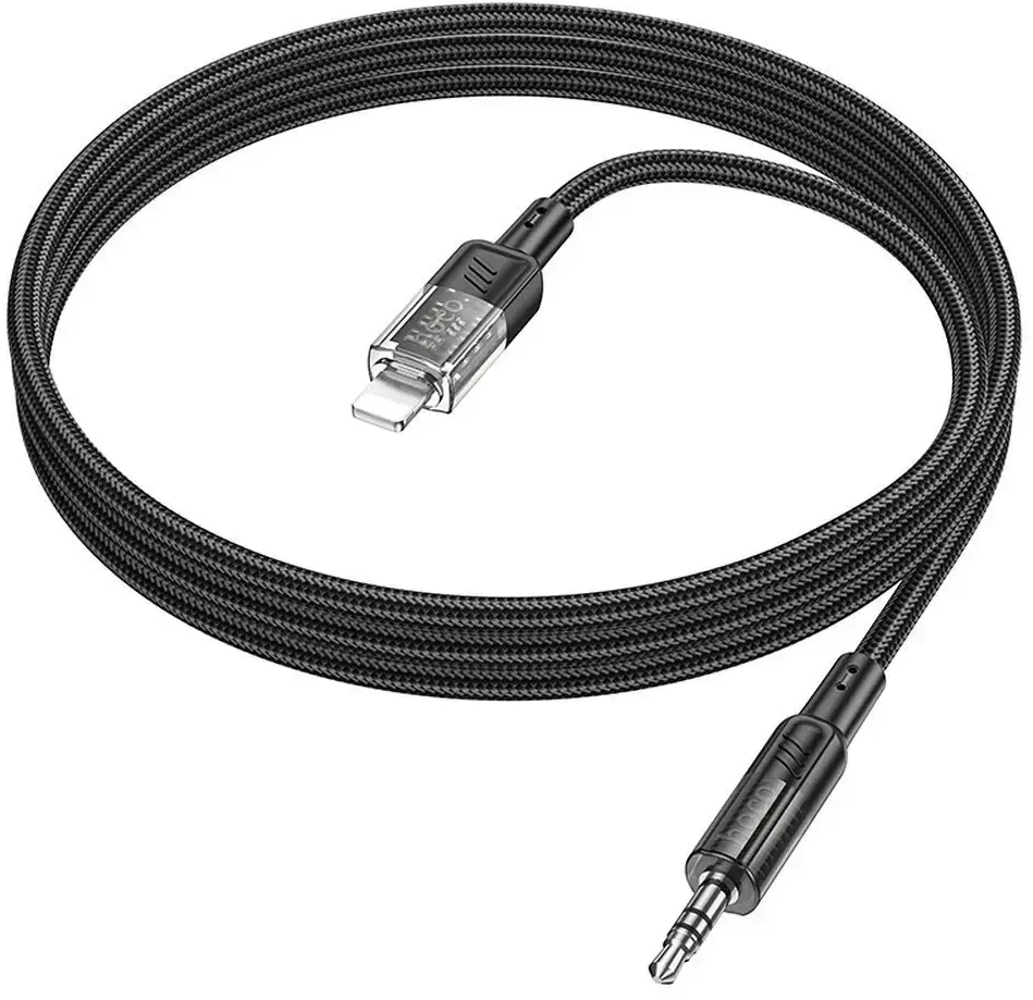 Kabelis AUX Jack 3,5 mm - Lightning Hoco 1,2 m UPA27 juodas